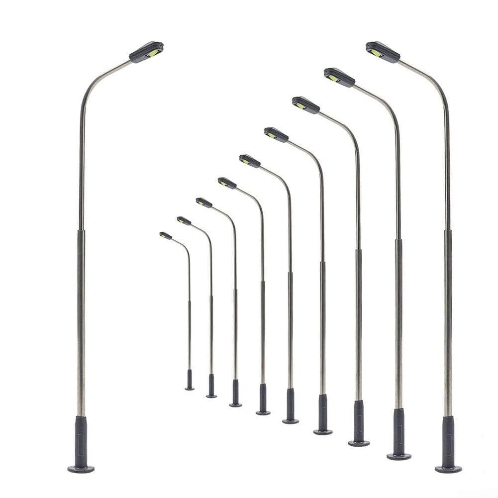 10Pcs Lampada da Strada Modello LED, Lampada da Modello Ferroviario 1:50 Bianca Calda, Lampione da Palo, H0 per Singola Testa di Misura TT