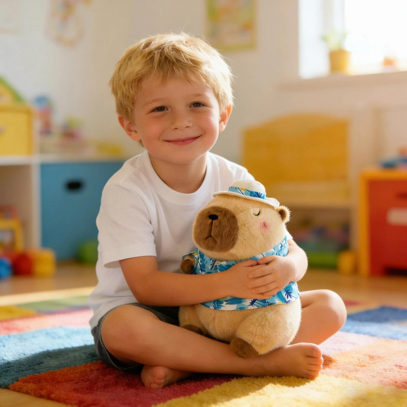 25 CM Capibara Peluche Grande Capibara Gadget Morbido Capybara Pupazzi Cartoni Animati Kawaii con Cappello Festivo e Papillon Cuscino e Decorazione Regalo per Bambini Adulti (Blu)