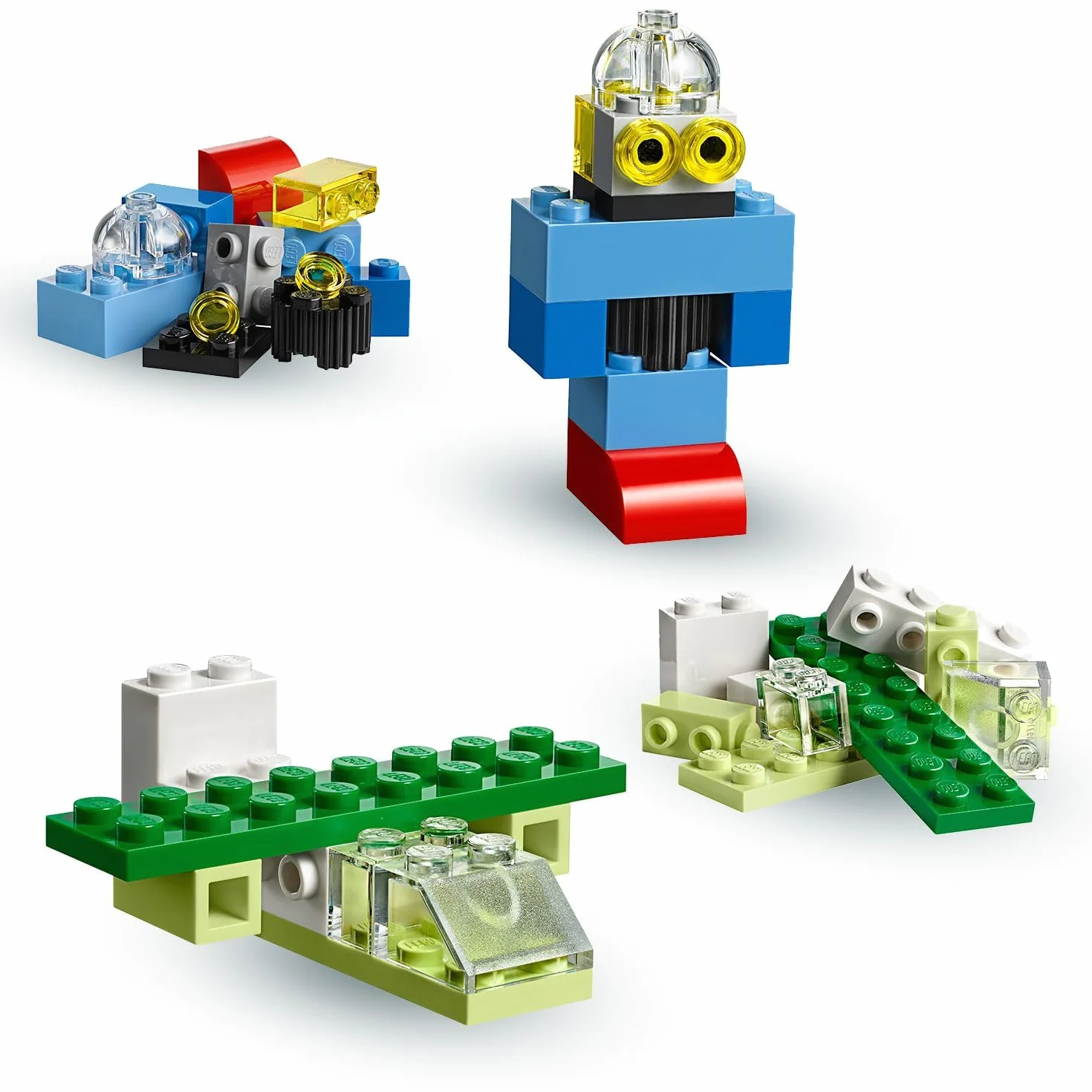 LEGO Classic Valigetta Creativa, Contenitore Mattoncini Colorati con Macchina Giocattolo, Nave, Casa, Castello e Animali da Costruire, Giochi per l'Apprendimento per Bambini e Bambine da 4 Anni 10713