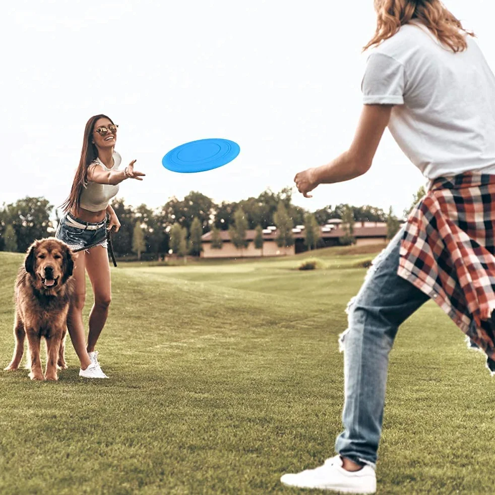 EQLEF Il dischetto di Volo del Flying disks Non Fa Scivolare i Giocattoli del Silicone Molle del Bambino Tempo di Kid Sport all'aperto 2 pc (Rosso e Blu)