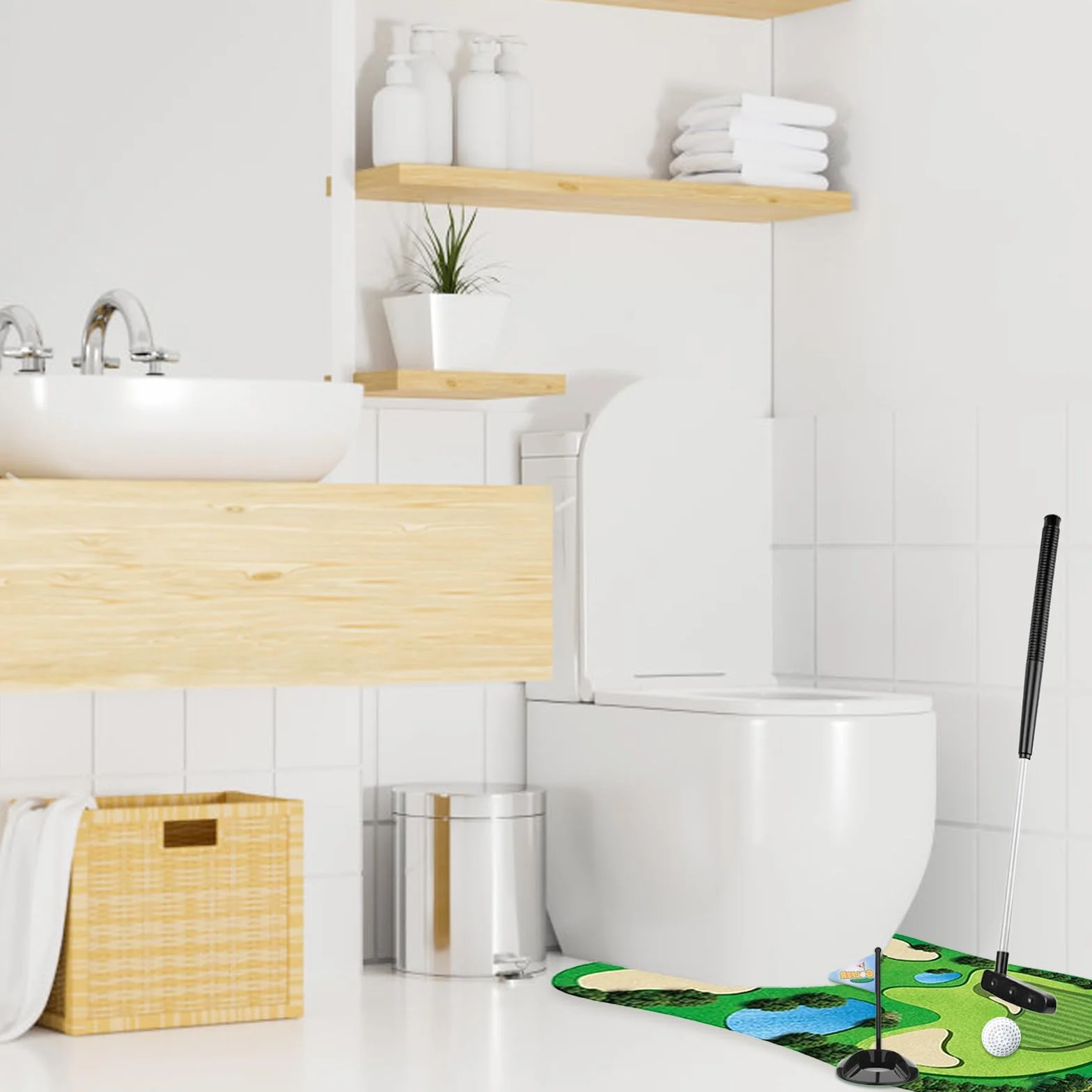 Toilet Golf Game, Mini Golf Divertente per Il Bagno, Minigolf Putter Gioco da Toilette, Set da Golf per WC per Divertimento e Intrattenimento, Sollievo dallo Stress e Relax Regaloesilarante
