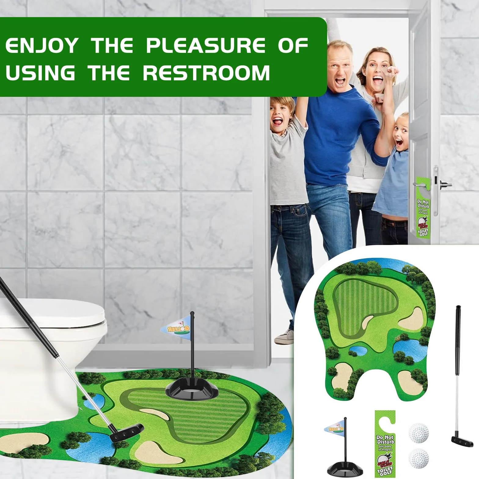 Toilet Golf Game, Mini Golf Divertente per Il Bagno, Minigolf Putter Gioco da Toilette, Set da Golf per WC per Divertimento e Intrattenimento, Sollievo dallo Stress e Relax Regaloesilarante