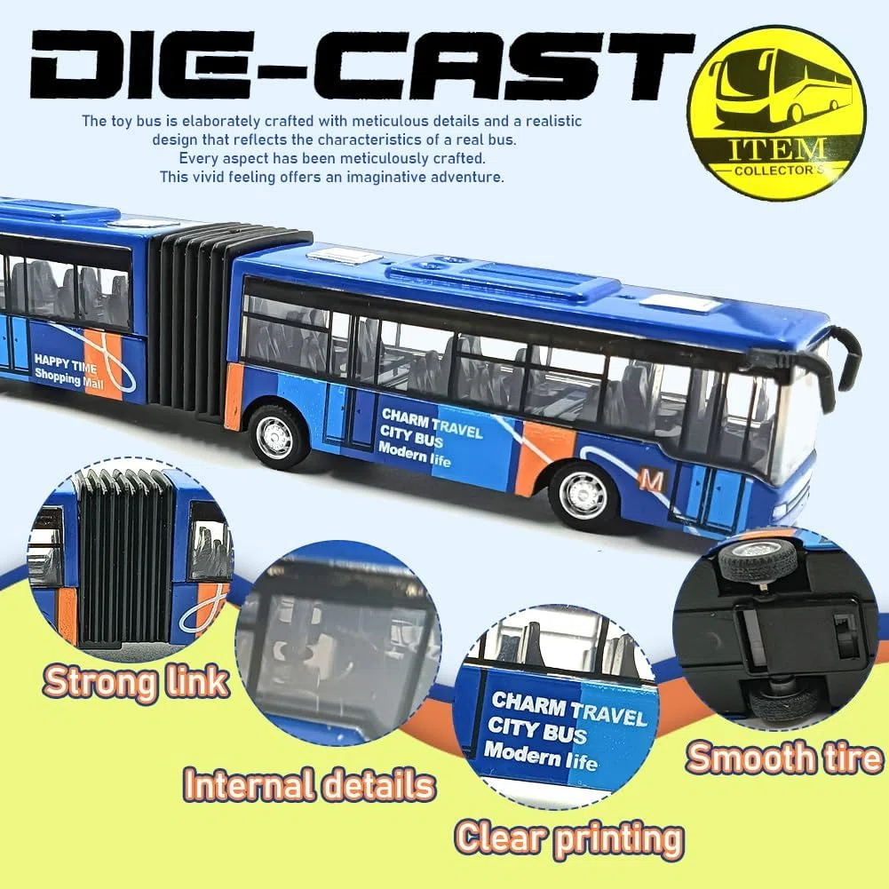 Autobus Giocattolo, Auto Giocattolo Bambino Mini Bus Modello, Macchinine Giocattoloper Bambini, Movimento ad Attrito, GiocattolosEducativo per Bambini Regalo di Compleanno(Blu)