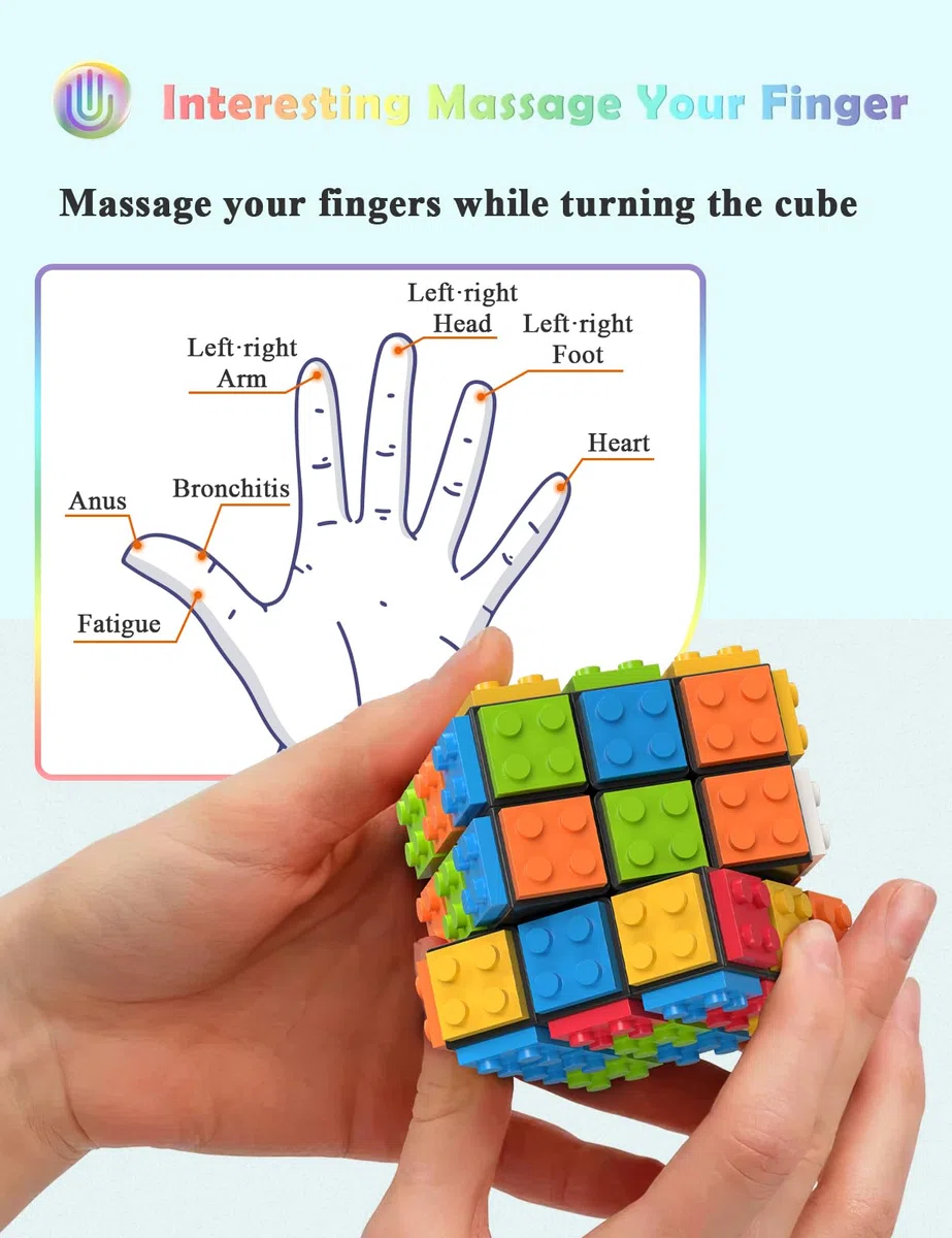 ROXENDA cubo di Compatibile con i Lego 3x3 Cubo Magico, Speed Cube cubo 3D rapido, per divertimento di bambini e adulti (nero)