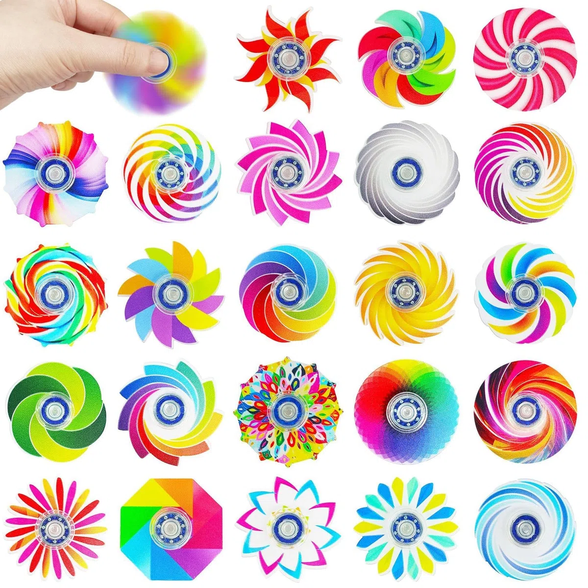 24 Pezzi Fidget Spinners, Giocattoli Sensoriali Arcobaleno, Giocattolo Sensoriale a Mano Fidget, Ideali per Feste, Regali di Compleanno, Alleviare lo Stress da Ansia