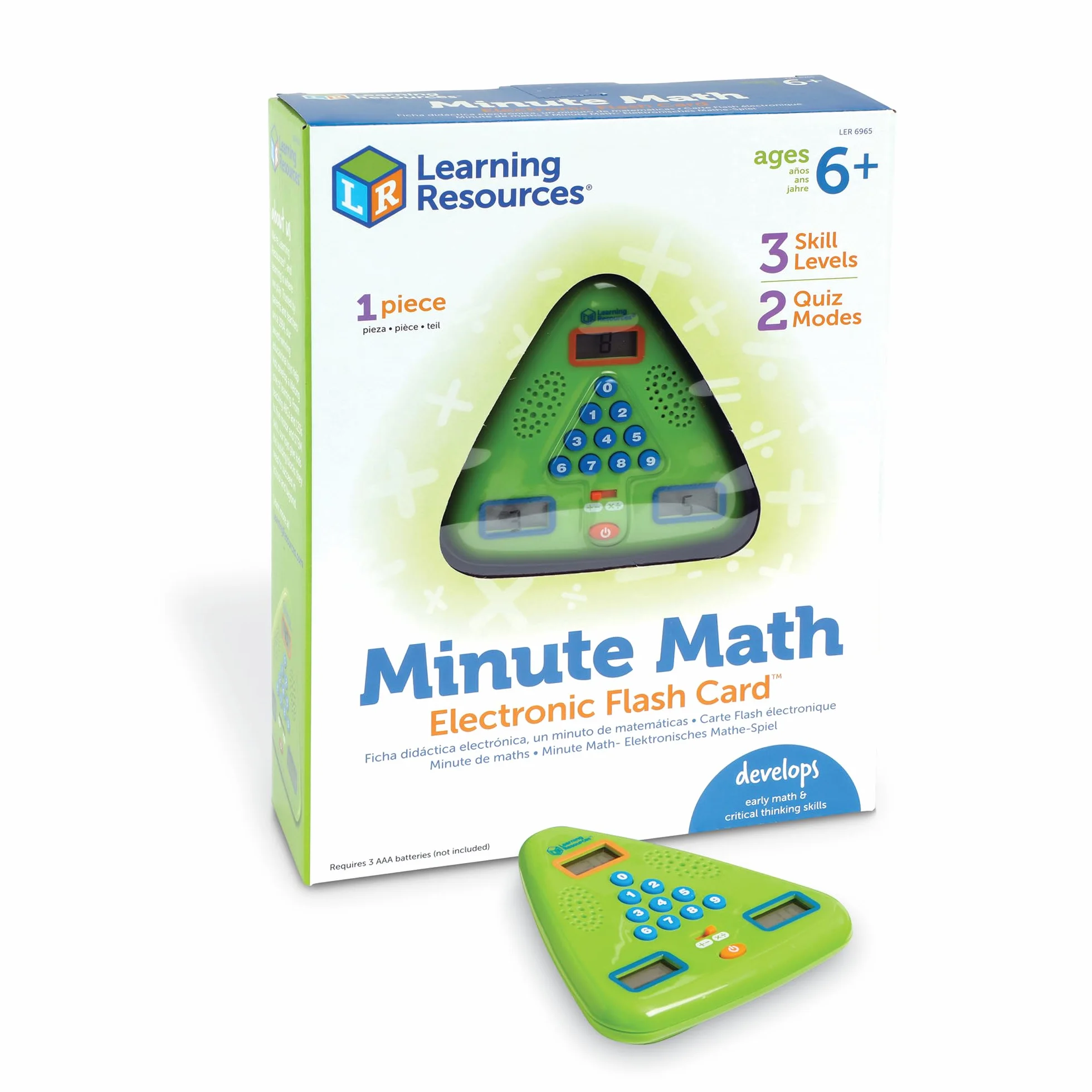 Learning Resources Flash Card Elettronica Minute Math, Dai 6 Anni, Gioco di Matematica Portatile, Addizioni, Sottrazioni, Moltiplicazioni e Divisioni, Allenamento Mentale in 60 Secondi