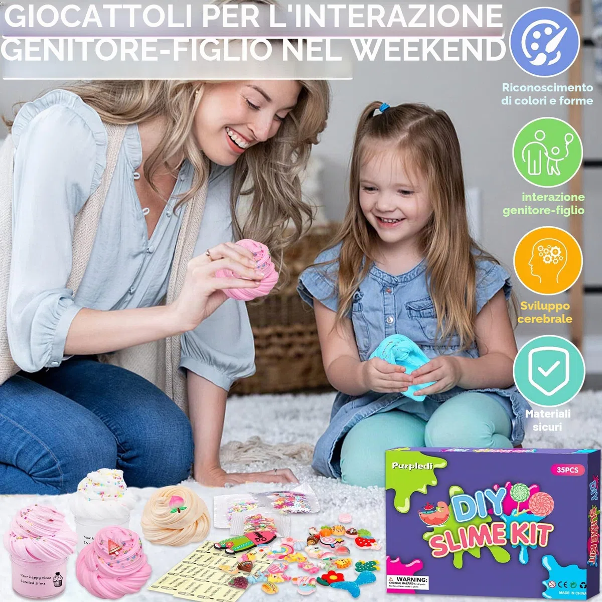 Purpledi Fluffy Butter Slime Set, 35 colori, Kit fai da te Giocattolo Antistress, Soft and Stretchy, per Bambini, Regalo