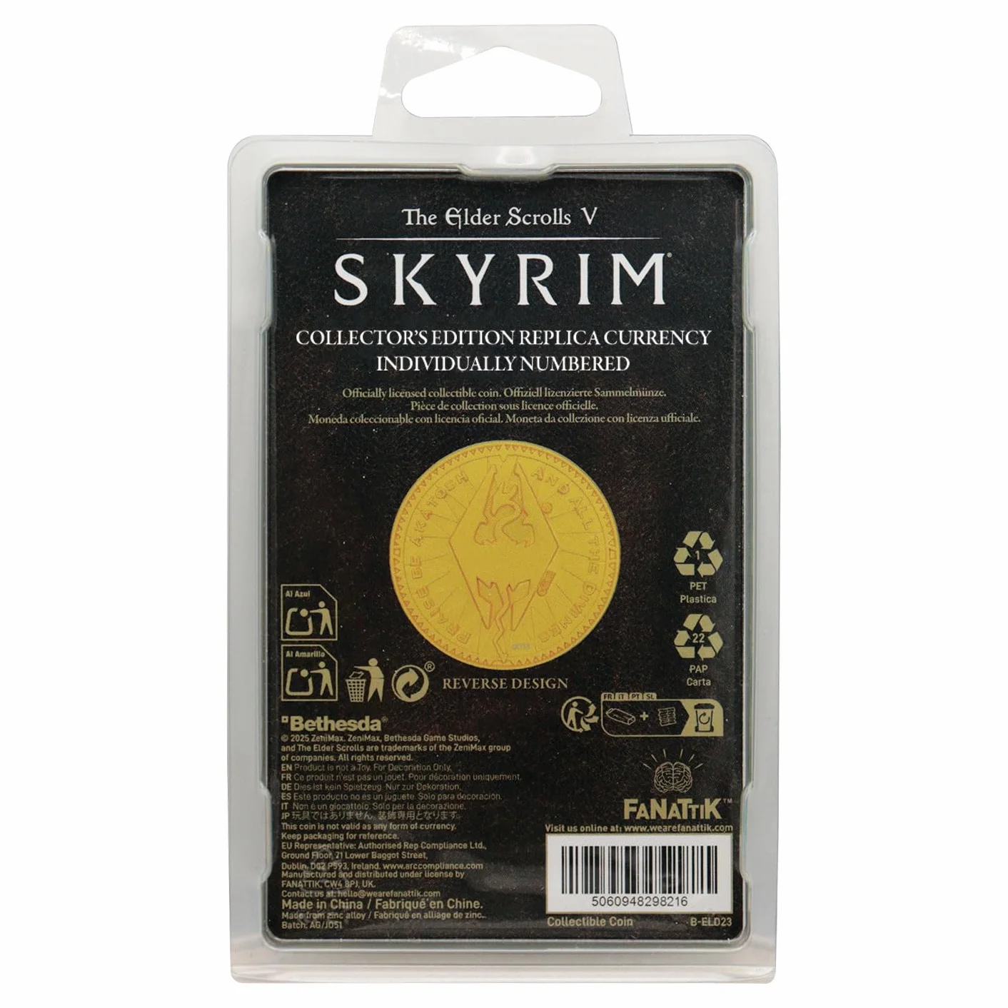 FaNaTtik The Elder Scrolls Replica Septim Coin da collezione – Special Misty Gold Edition, pezzo numerato individualmente, prodotto ufficiale Skyrim (38 mm)