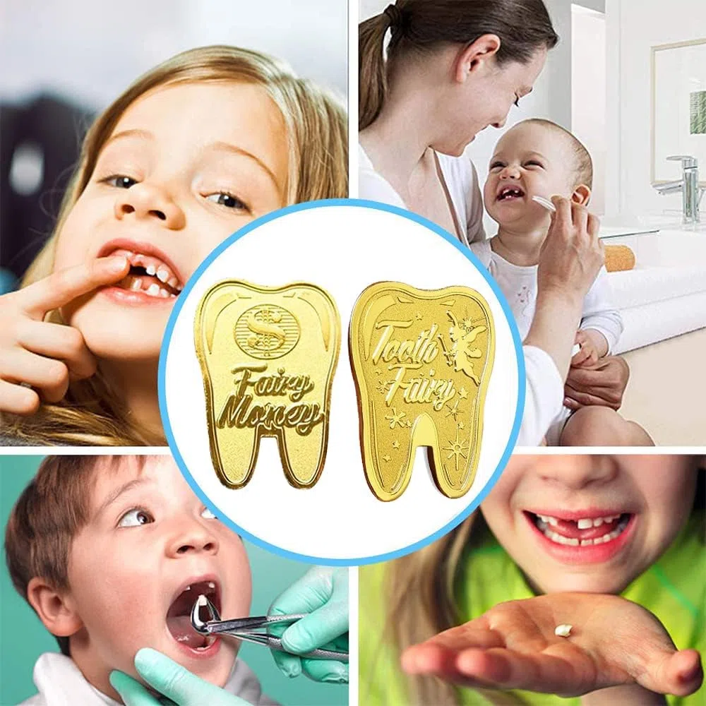 Monete Fata dei Denti,Monete Fata dei Denti d'oro,Regalo Fatina dei Denti,Tooth Fairy Coin,Set Fata dei Dentini,Moneta Commemorativa(12pcs)