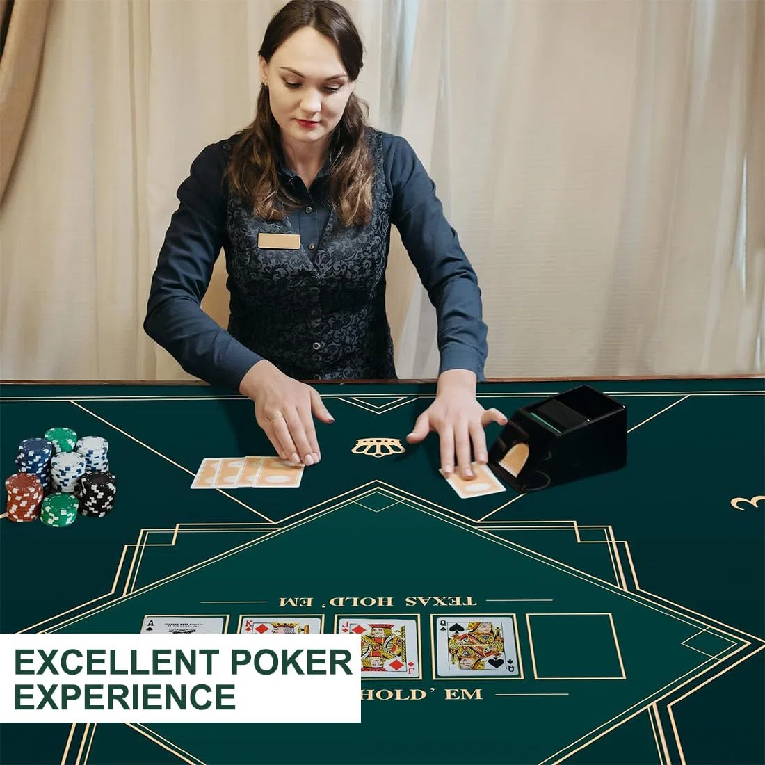 Tappetino Poker Quadrato, Texas Holdem Panno Verde per Tavolo da Gioco, Tappetino da Tavolo Poker, Tappeto Verde da Gioco(100 * 100 cm)