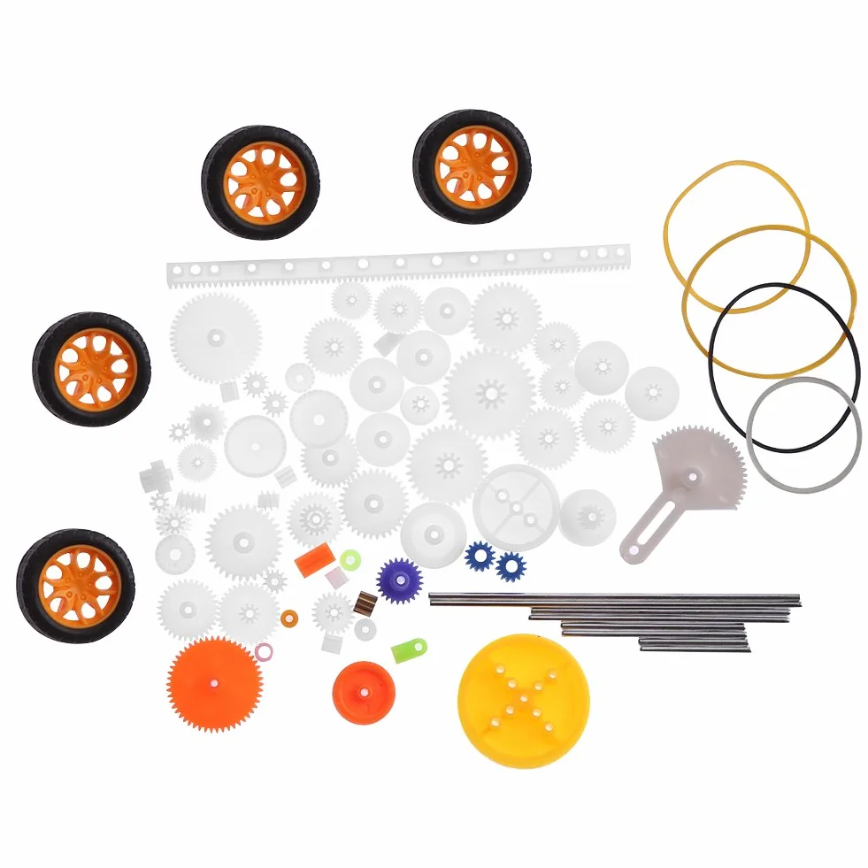 Walfront Set di ruote per alberi in plastica con ingranaggi 78 pezzi Ingranaggio a vite senza fine Robot Parti di automobili Kit