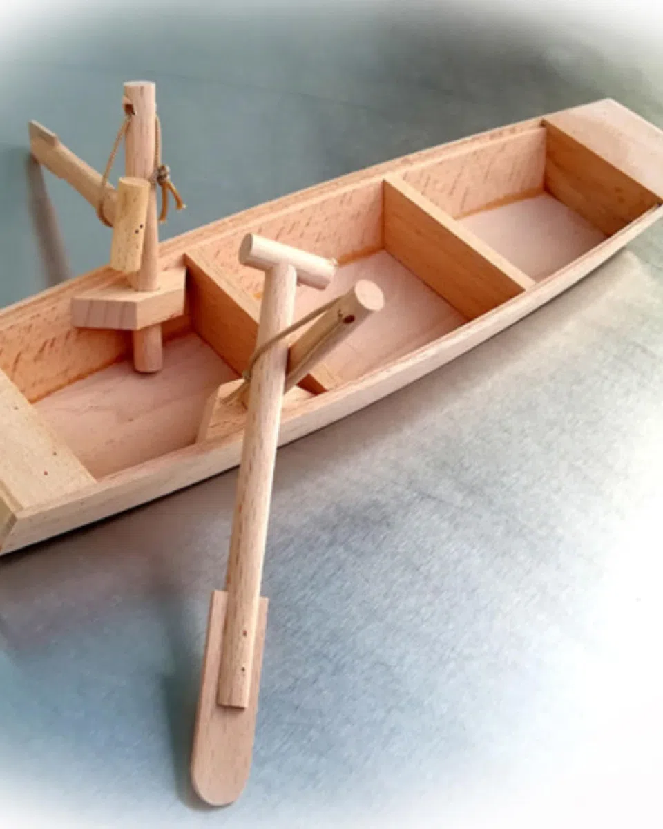 1 pz One Man Gommone Modello Fai da Te Modello di Barca in Legno Barca a Vela in Legno Mestiere Piccolo Modello Barca da Pesca Nave Decorare, Modello di Barca in Legno