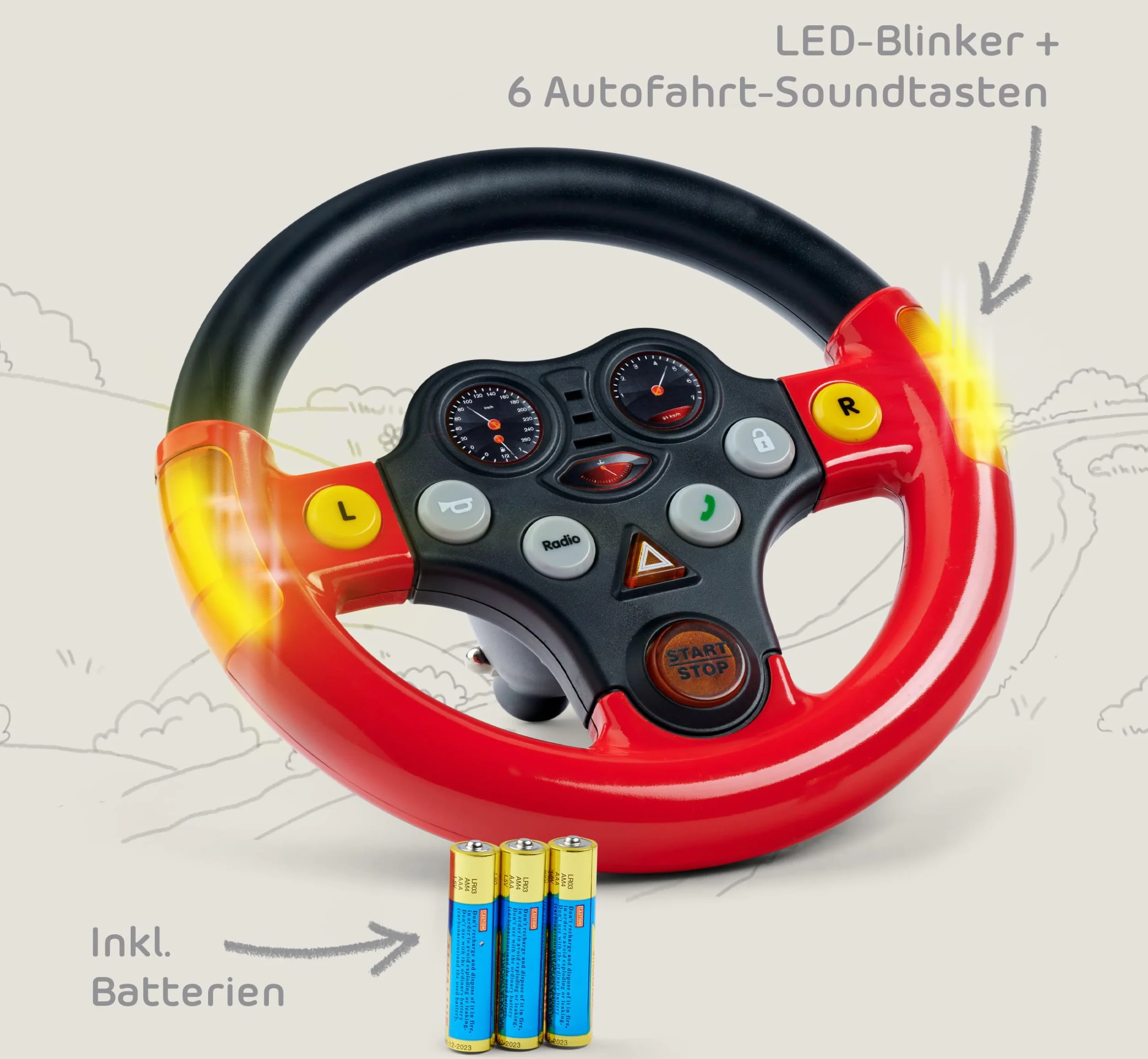 BIG 800056459 Multi-Sound Volante Toy Parts, Rosso/Nero