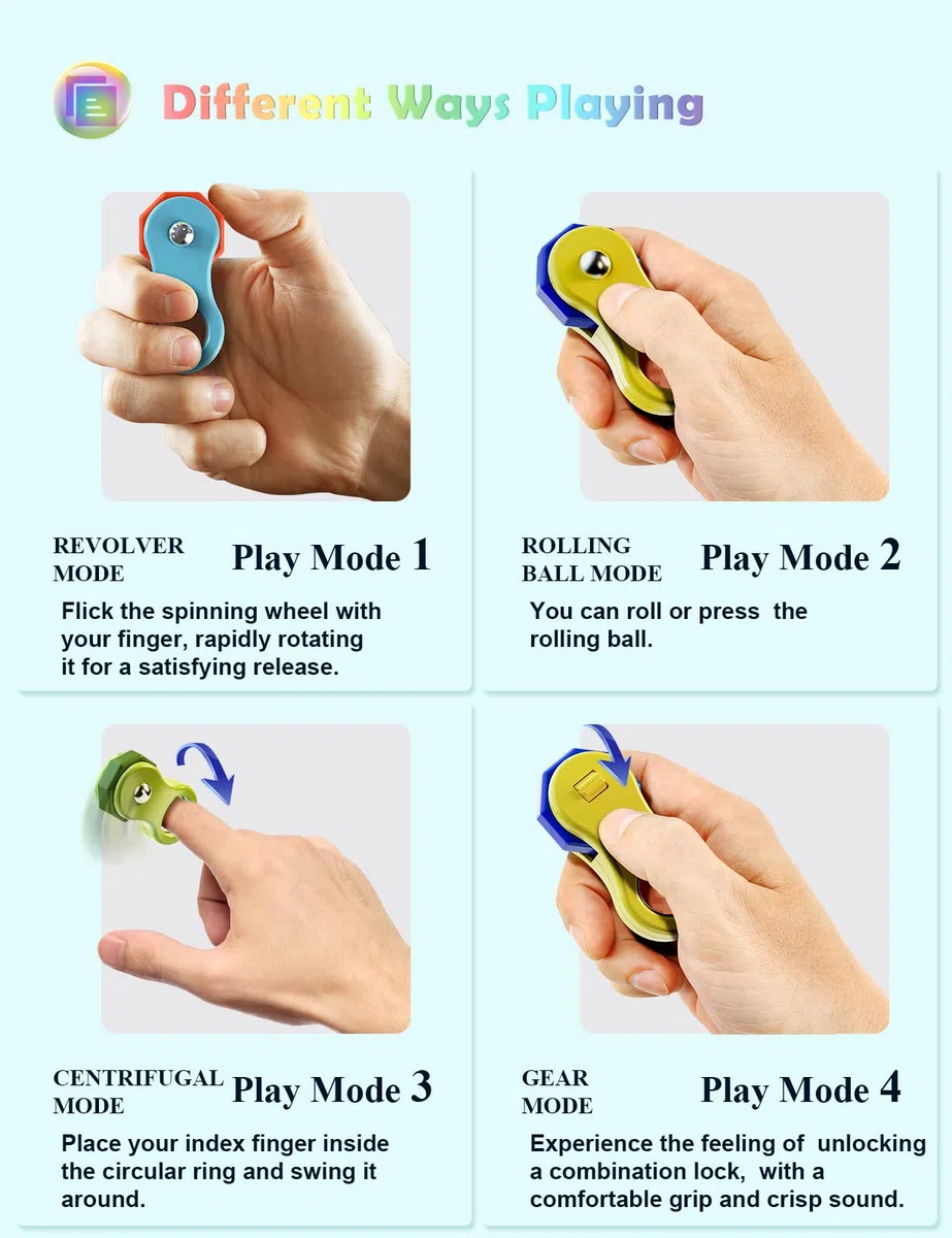 ROXENDA Giocattolo Rotante Fidget Roller, Hand Fidget Spinners Giocattolo Anti-Stress e Anti-Ansia, Perfetto per Bambini, ADD, ADHD, Autismo come Regalo（Giallo）