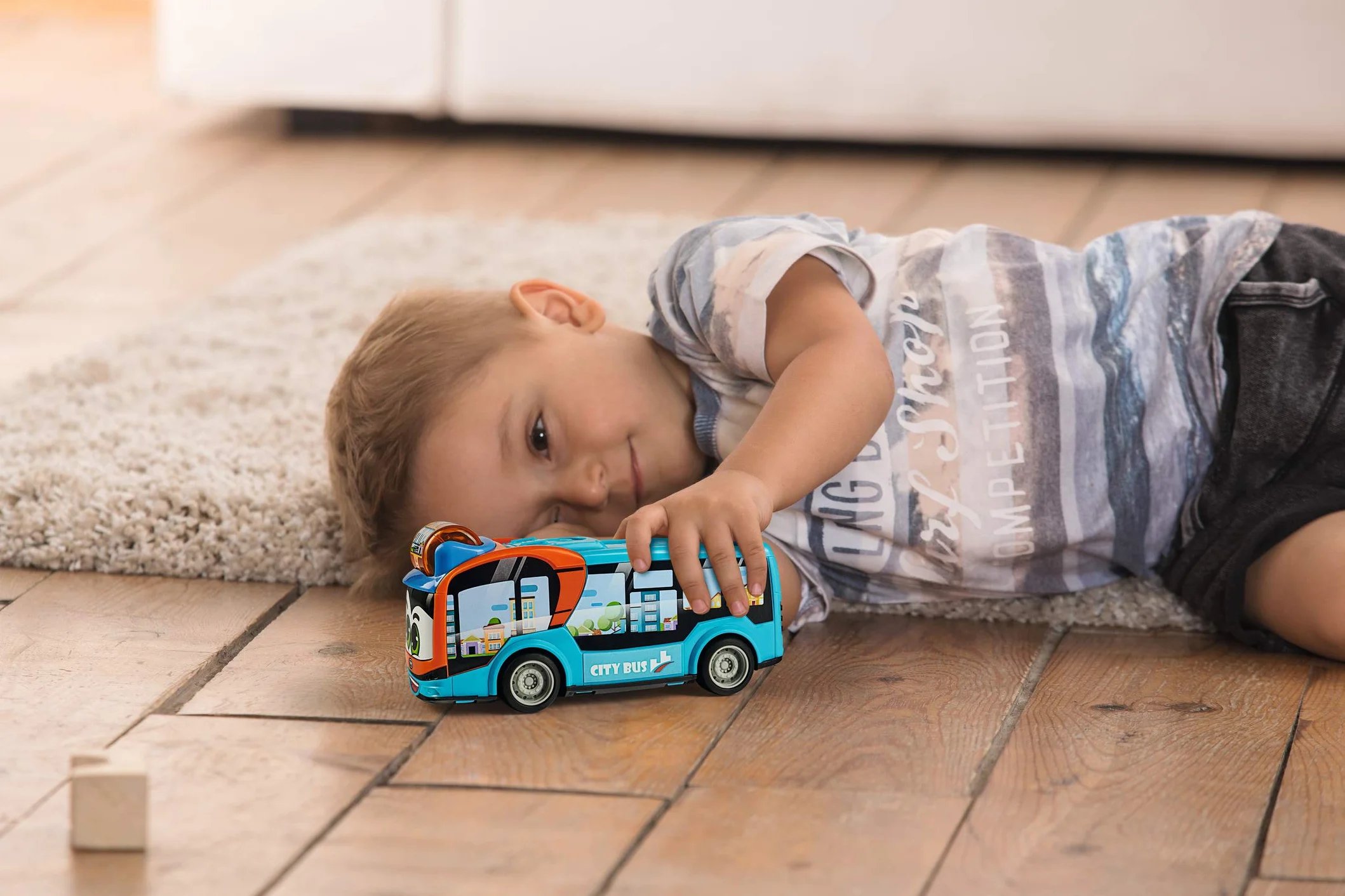 Dickie- ABC BYD City Bus, 204113000, +12 mesi, cm 22, porte a ribalta, sonaglio e funzionamento a ruota libera