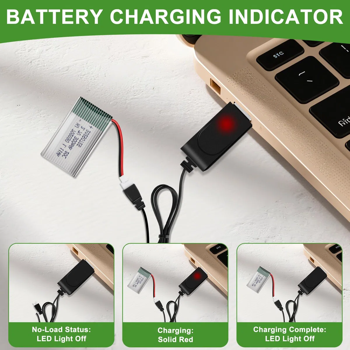 4 Pezzi di Batteria Lipo da 3.7 V, 300 mAh Batterie Lipo, per Aereo RC Elicottero Drone Tutti i Modelli e Giocattoli (37 x 20 x 8 mm, XH2.54 Connettore)