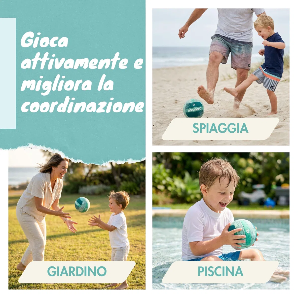 BeachBuddy Palla d’acqua in neoprene per bambini dai 2 anni – palla morbida da esterno per bambini