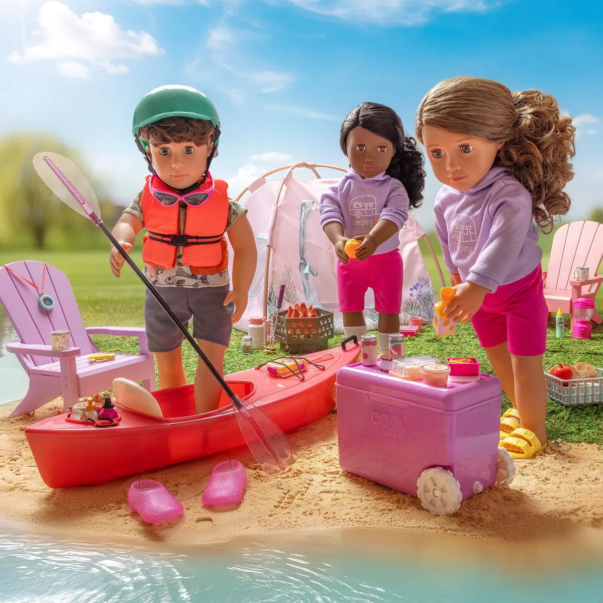 Our Generation - Notti in Campeggio - Playset Tenda per Bambole - Giocattolo da Campeggio - Accessori per Bambole da 46 cm - Gioco di finzione - Bambini dai 3 Anni in su