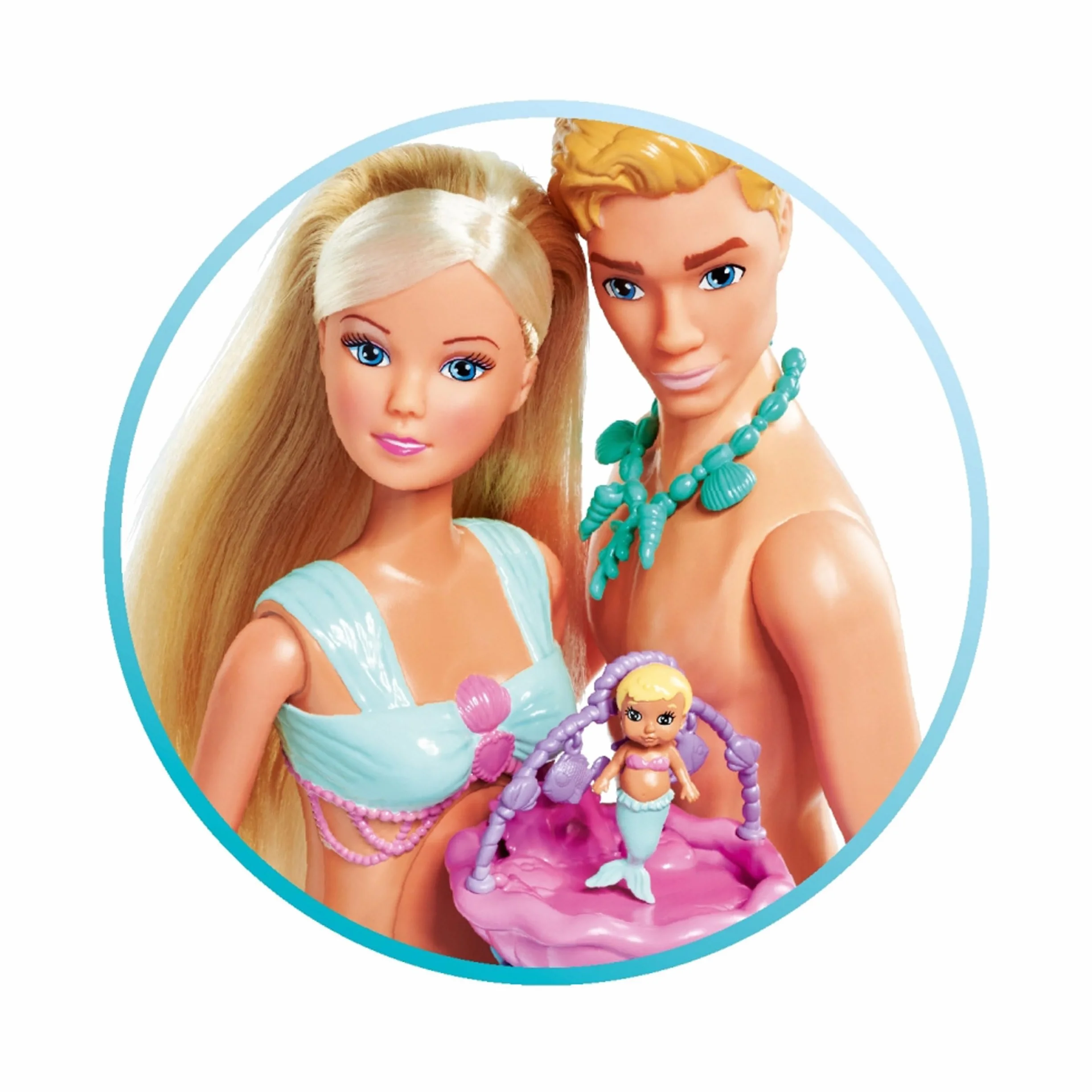 Simba Steffi Love Mermaid Family - Bambola a forma di sirena in gravidanza con kevin, con lettino, 29 cm, per bambini a partire dai 3 anni