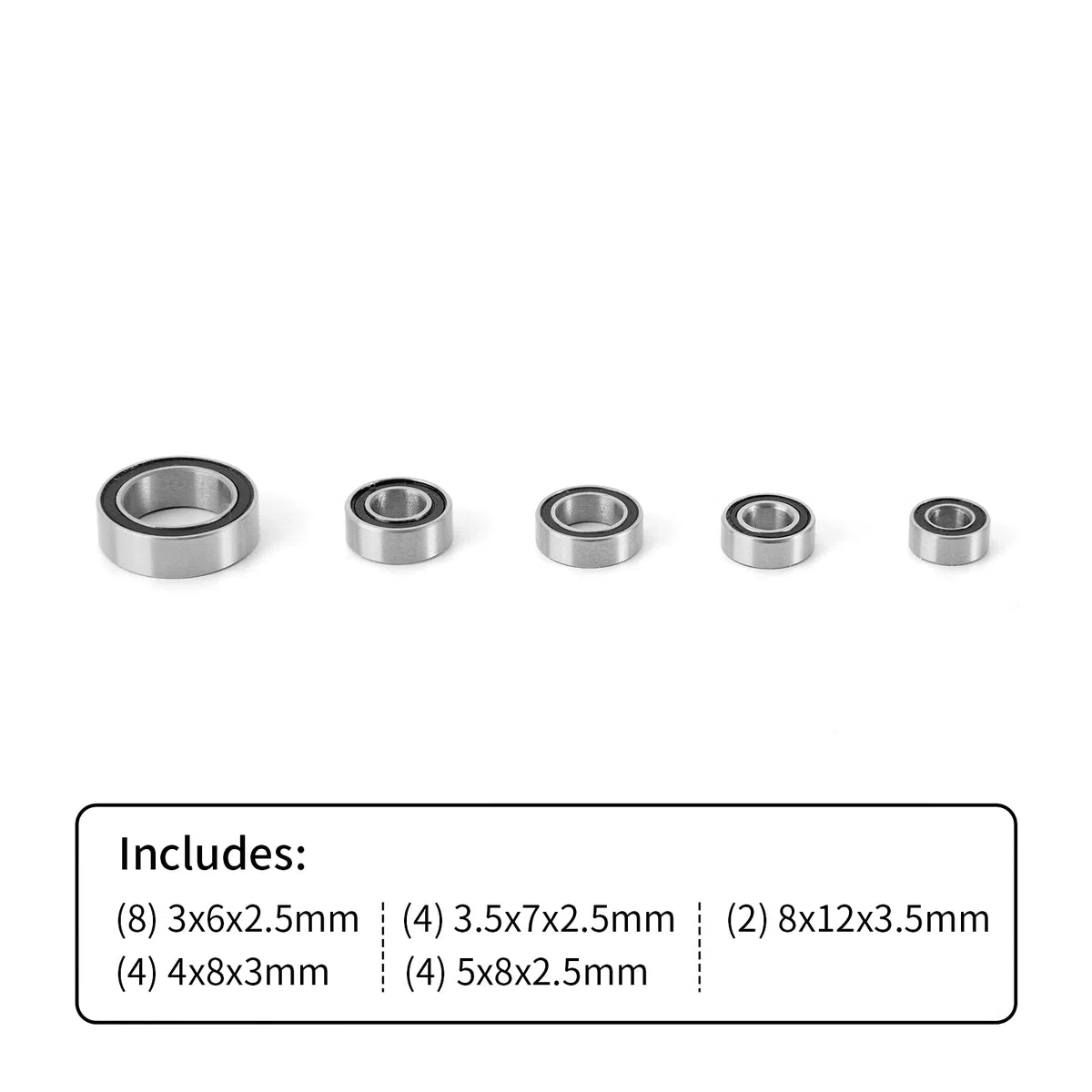 INJORA Kit Cuscinetti Acciaio 22PCS per TRX4M 1/18 RC Crawler Upgrade Parts,Sliver