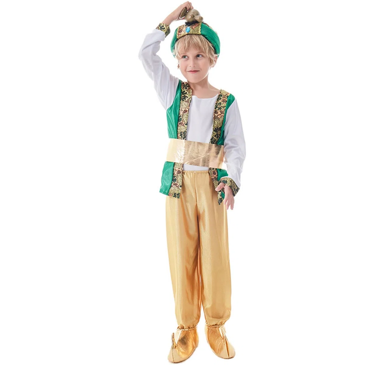 Costume da Magio Verde Bambini Costume da principe di Aladino, costume da cosplay