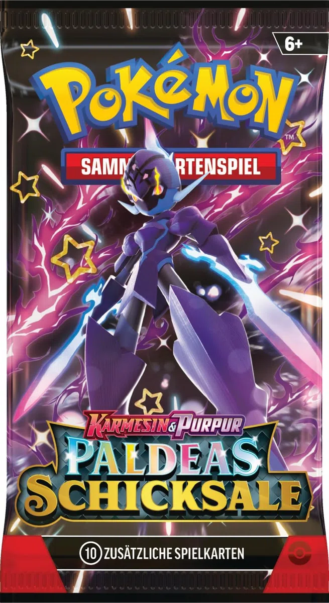 Pokémon - Gioco di carte collezionabili: collezione Tech-Sticker Karmesin & Viola – Paldeas Destini – Hefel (1 carta promozionale olografica e 3 boosterpack)
