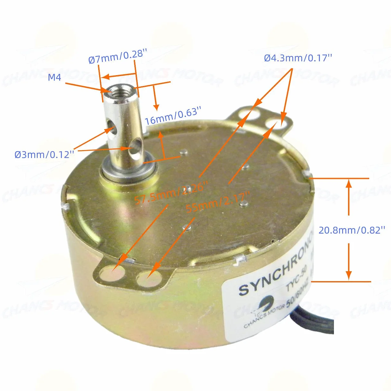 CHANCS Motore sincrono Geared TYC-50 12V AC 30-36RPM CW/CCW 4W Piccolo motore elettrico per Progetto scolastico Coppia 1kg.cm