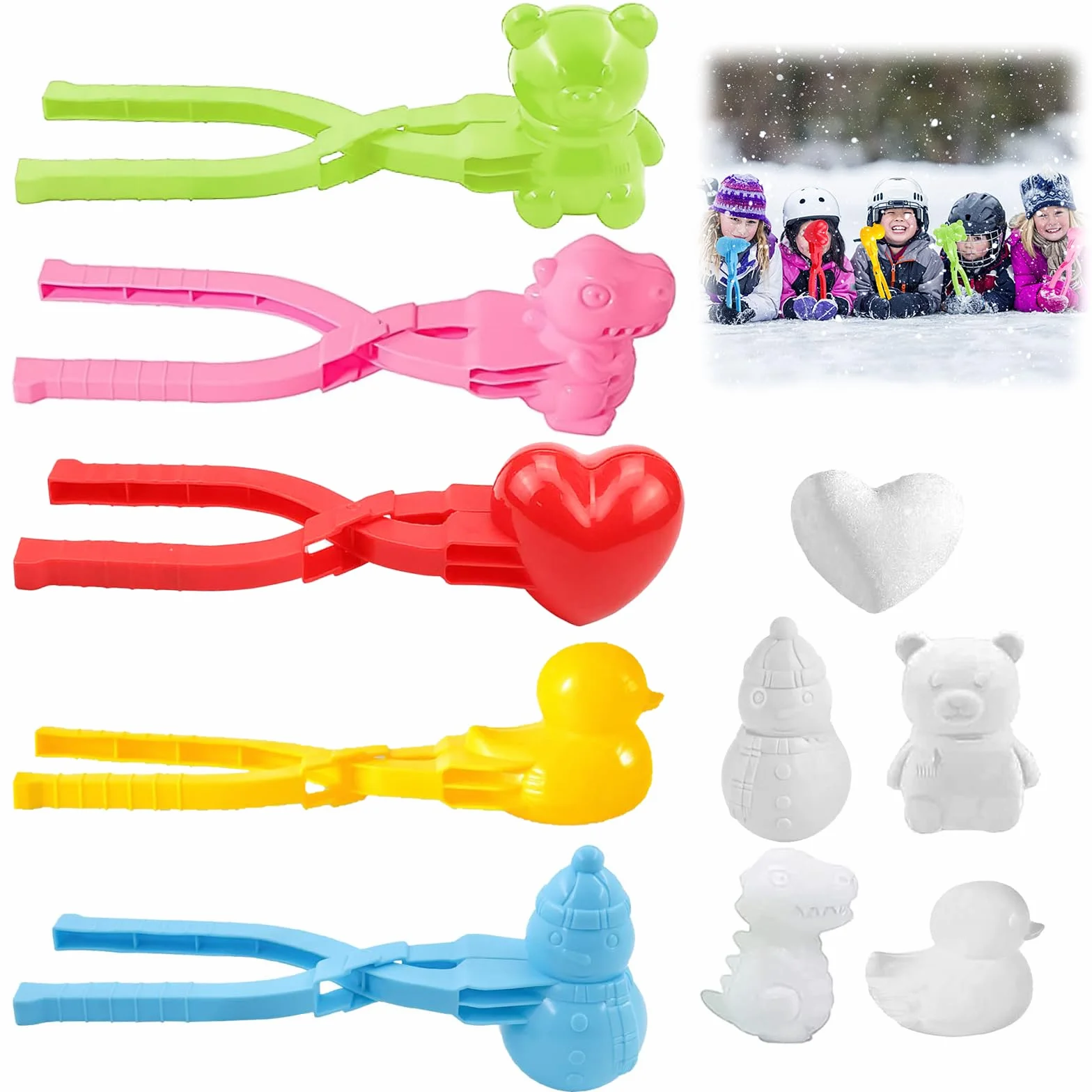 Booaee 5 stampi per palle di neve, per bambini, ragazzi, ragazze, estate, inverno, divertimento