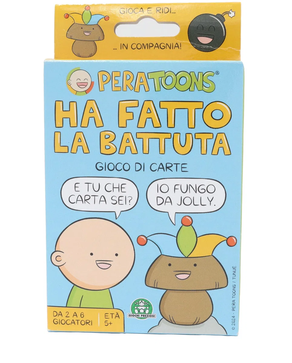 Giochi Preziosi Pera Toons Gioco di Carte per Bambini, Divertente Gioco per Tutta la Famiglia, con Battute e Freddure, Colleziona le Battute Per Vincere, da 2 a 6 Giocatori, Giochi Bambini 5 anni +