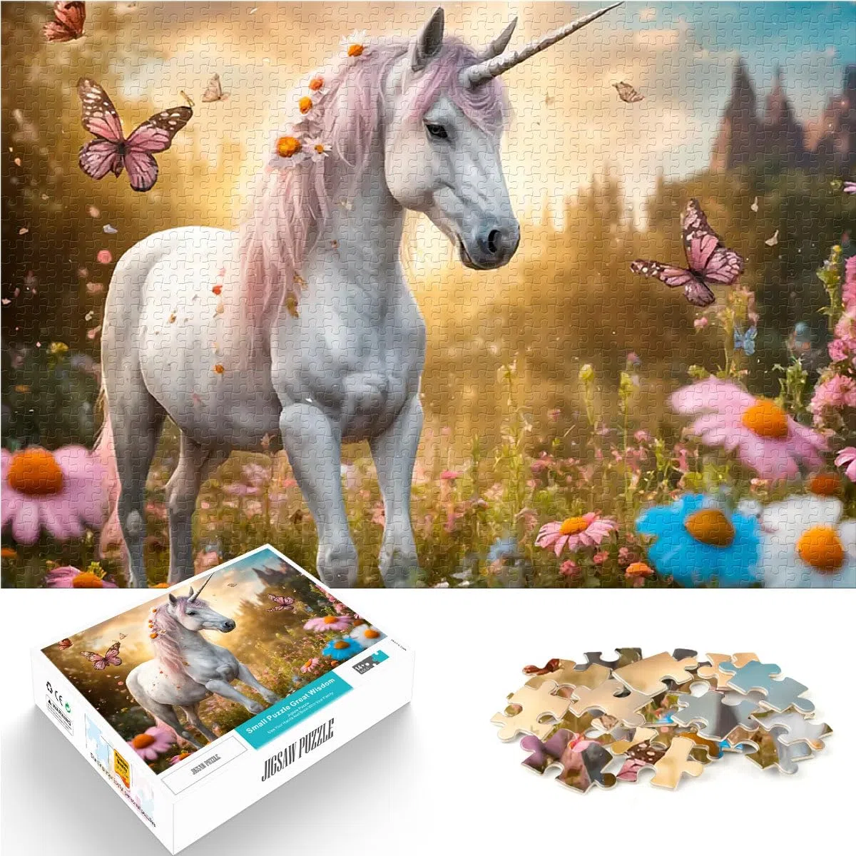 Puzzle da 1000 pezzi per adolescenti UNICORNO FANTASY EPICO Allena il tuo cervello e le tue mani perché è ideale come regalo per tutta la famiglia 38x26cm