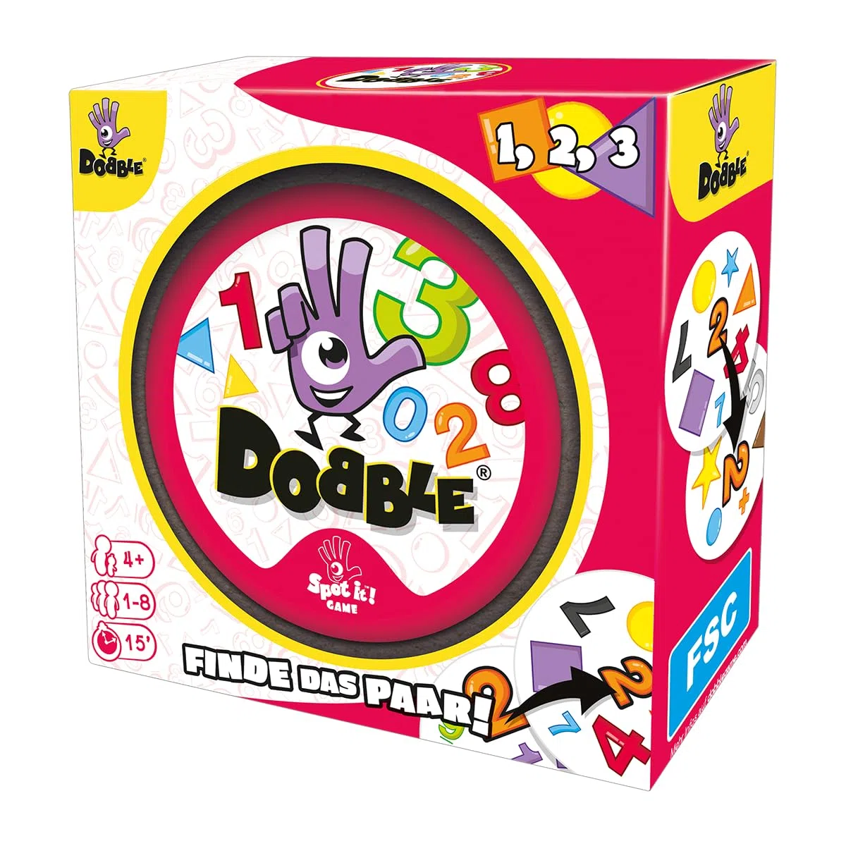 Zygomatic, Dobble 1,2,3, Eco-Sleeves, Gioco di Carte, 1-5 Giocatori, dai 3+ Anni, 10 Minuti, Tedesco