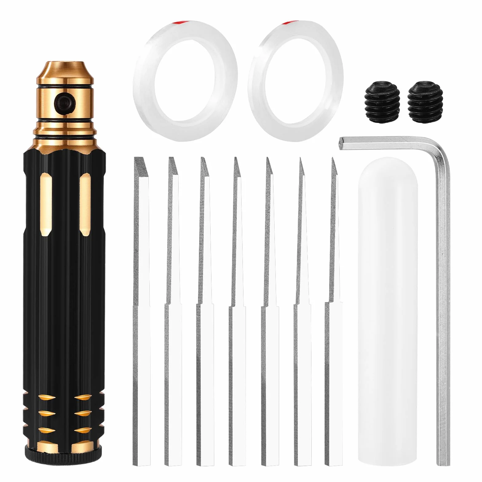 Kit Strumento Incisione Modelli, Scalpello Modelli con 7 Lame 0.1/0.2/0.4/0.6/0.8/1.0/2.0mm, Incisore Linee Linee Pannellatura Precisione per Gundam Incisione Resina GK Modellini Scala