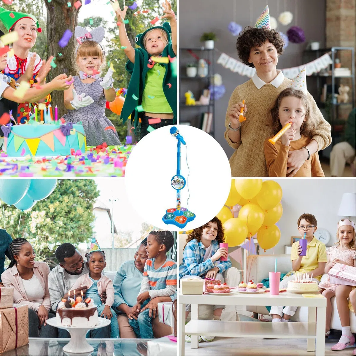 Microfono per bambini, per karaoke per bambini, set da gioco per karaoke, da palcoscenico, con altezza regolabile, set di giochi di canto per bambini robusti e durevoli con luce come regalo di