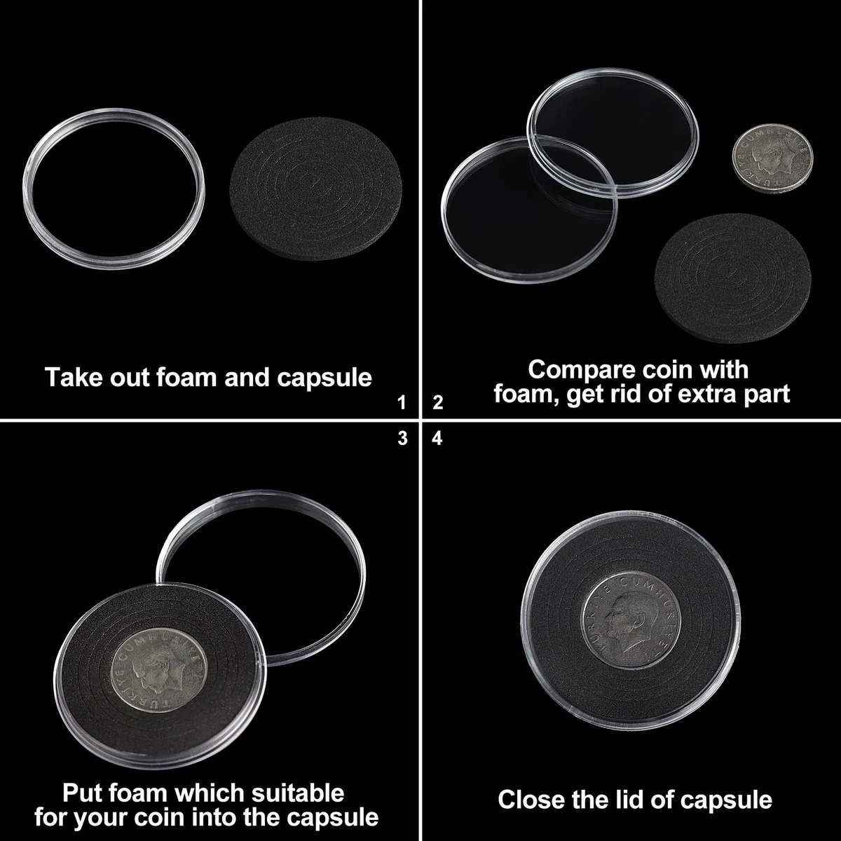 20 set di capsule per monete con 6 dimensioni regolabili Proteggi la custodia portamonete con guarnizione in schiuma per la raccolta di monete DC03 ([16/21/26/31/36/46MM]-20 Sets