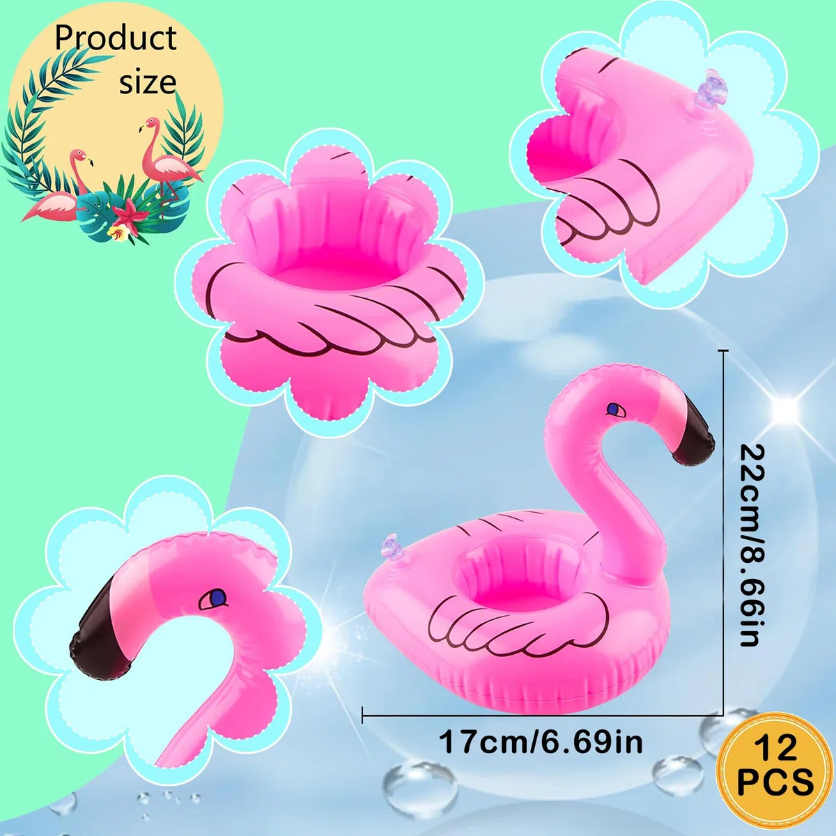 Portabibite Gonfiabile,12 Pezzi Set Portabicchieri Gonfiabile,Sottobicchieri Gonfiabili Fenicottero,Gonfiabili Piscina Portabicchieri per la Festa in Piscina Divertimento Acquatico Spiaggia Estiva