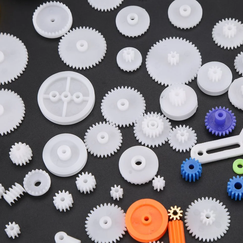 Walfront Set di ruote per alberi in plastica con ingranaggi 78 pezzi Ingranaggio a vite senza fine Robot Parti di automobili Kit