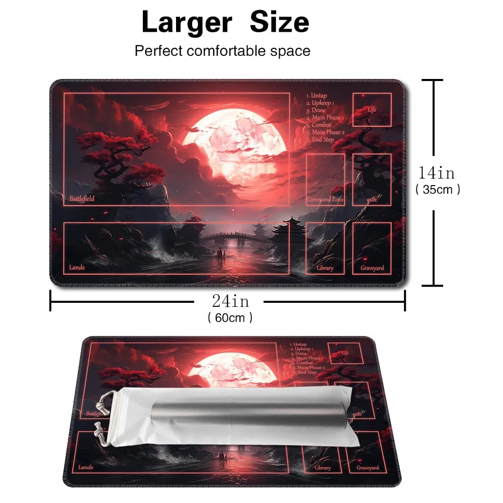 MTG, tappetino da gioco, dimensioni 61 x 35,6 cm, con stampa antiscivolo, ideale per gli appassionati di giochi di carte, tappetino per mouse, motivo: segreti della luna di sangue (mazzo)