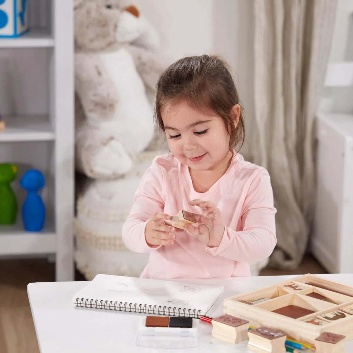 Melissa & Doug Timbri per Bambini - Set Stampi Cavalli in Legno, Lavoretti Creativi, Inchiostro Lavabile, Regalo per Feste, per Bambini, 4+ Anni