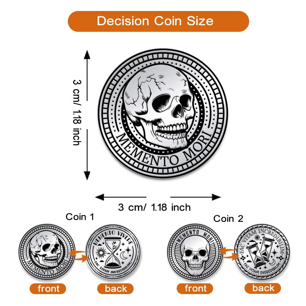 UNICRAFTALE Memento Mori Monete, clessidra, teschio, monete sfida, medaglioni, medaglioni per lo stoicismo quotidiano, meditazione, stoicismo, regali