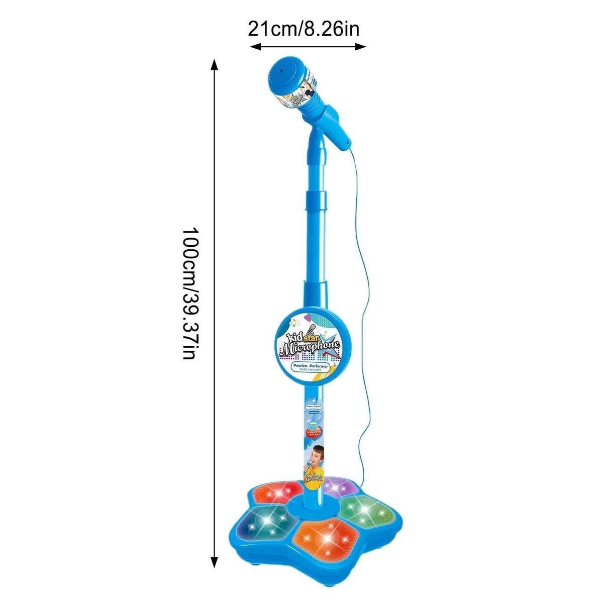 Microfono per bambini, per karaoke per bambini, set da gioco per karaoke, da palcoscenico, con altezza regolabile, set di giochi di canto per bambini robusti e durevoli con luce come regalo di