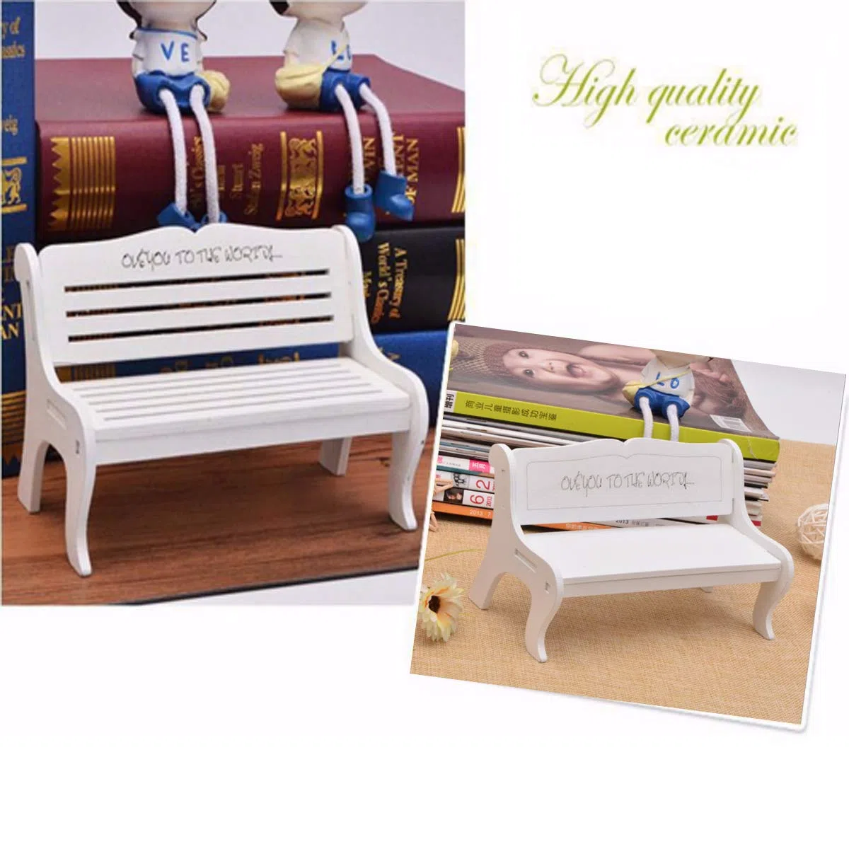 Panchina Giardino Miniatura Mobili Sedia in Legno Micro Chaise Landscape Decoration per DIY Decorazioni Oggetti di Scena Accessori Fotografia Ornamento pianta Paesaggio Ornamento 2pcs Sedia
