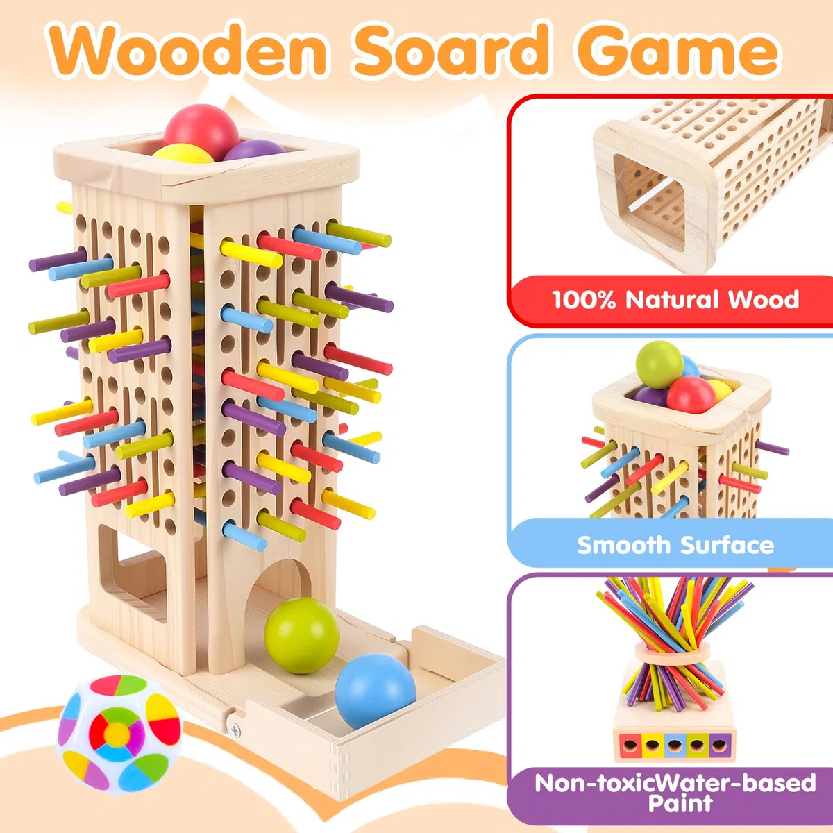Gioco Montessori per bambini dai 3 ai 6 anni, gioco da tavolo in legno con 40 bastoncini colorati, gioco educativo per tutta la famiglia, regalo di compleanno per bambini e bambine dai 3 ai 6 anni