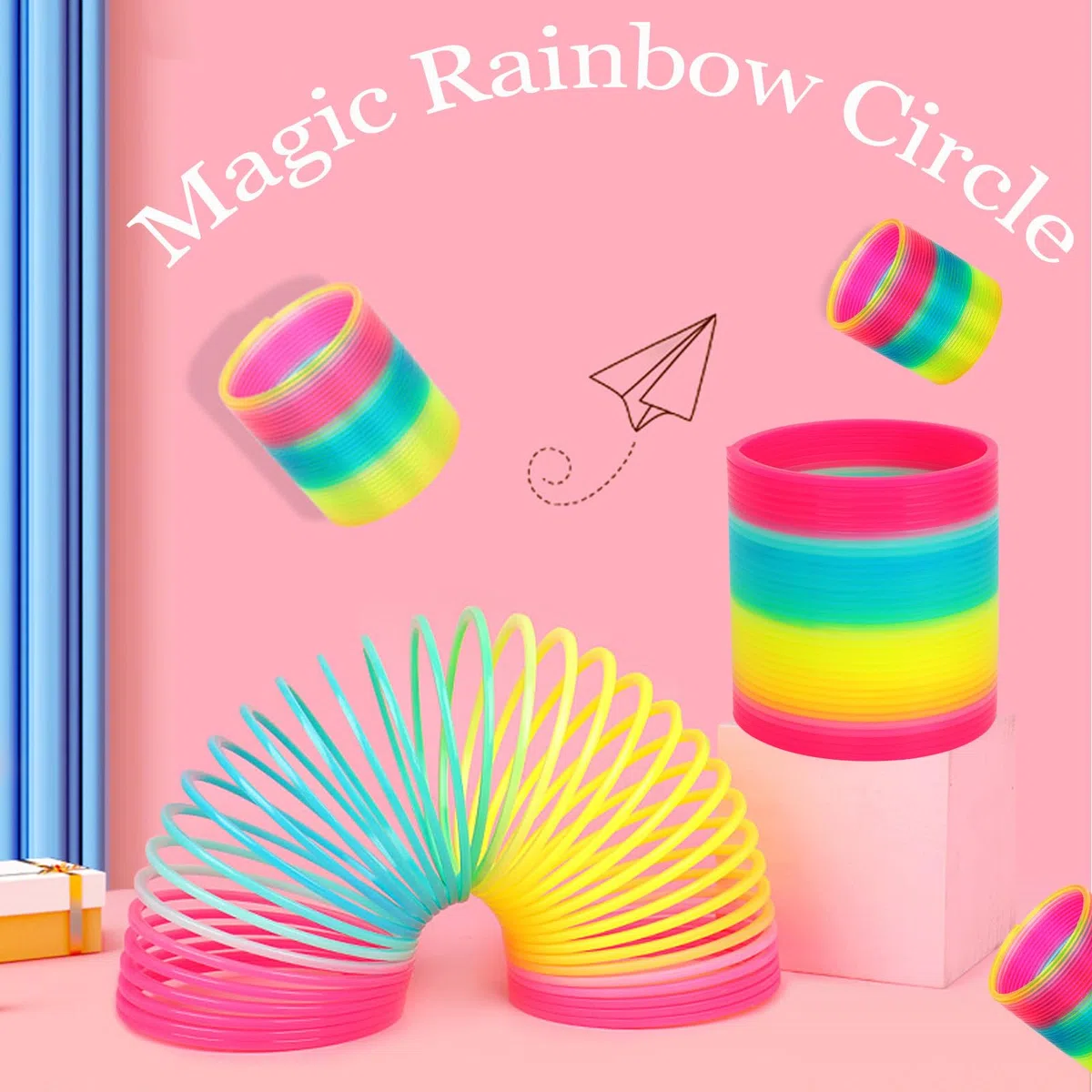 2 Pezzi Molla Giocattolo,Gadget per Bambini, Spring Toy, Rainbow Spiral, Spring Coil Arcobaleno Magico for Children Mini Molla Divertenti sorgenti Arcobaleno per Bambini