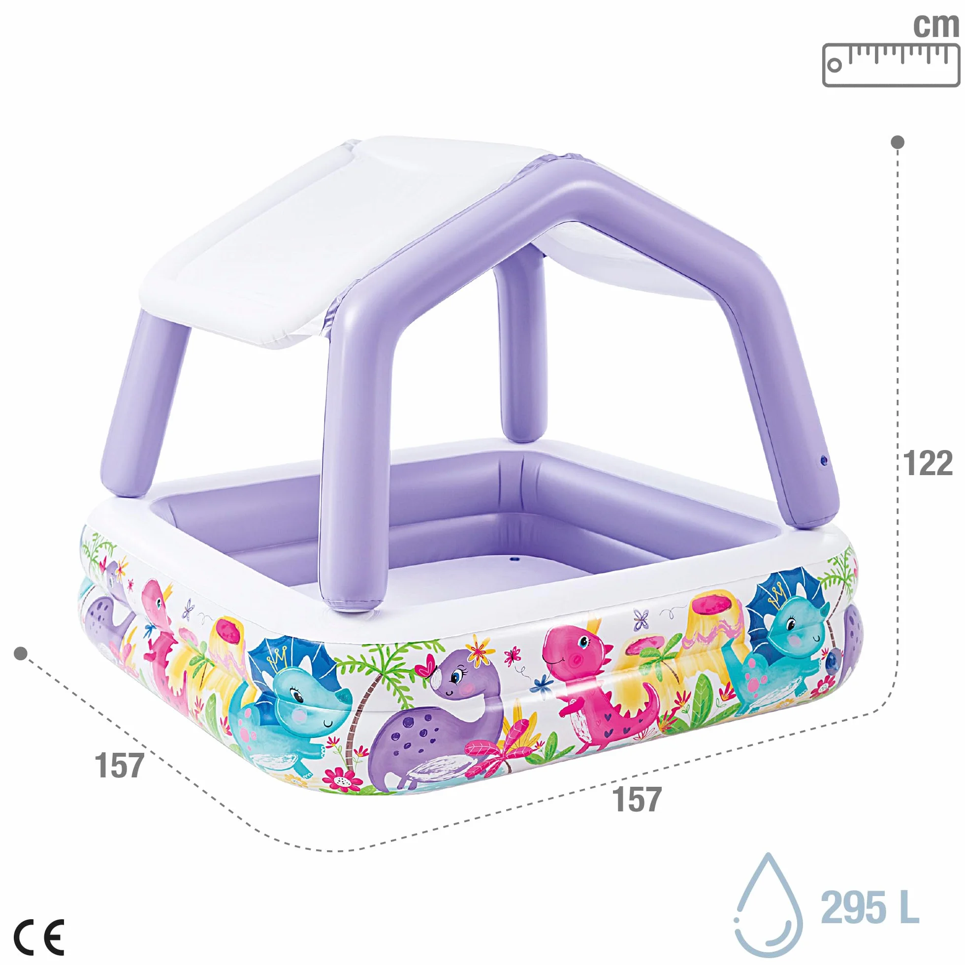 Intex 57470NP - Piscina Gonfiabile Acquario con Tettoia Removibile, Vinile, Multicolore, 157x157x122 cm