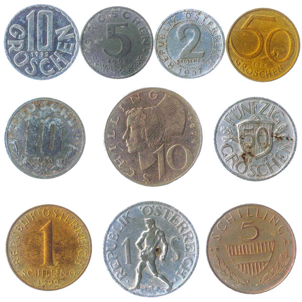 Austria 10 Groschen - 1 Scellino Austriaco Monete 1 Monete 1946-2001. Scelta Perfetta Per La Vostra Moneta Bancaria, Supporti Della Moneta E Moneta Album