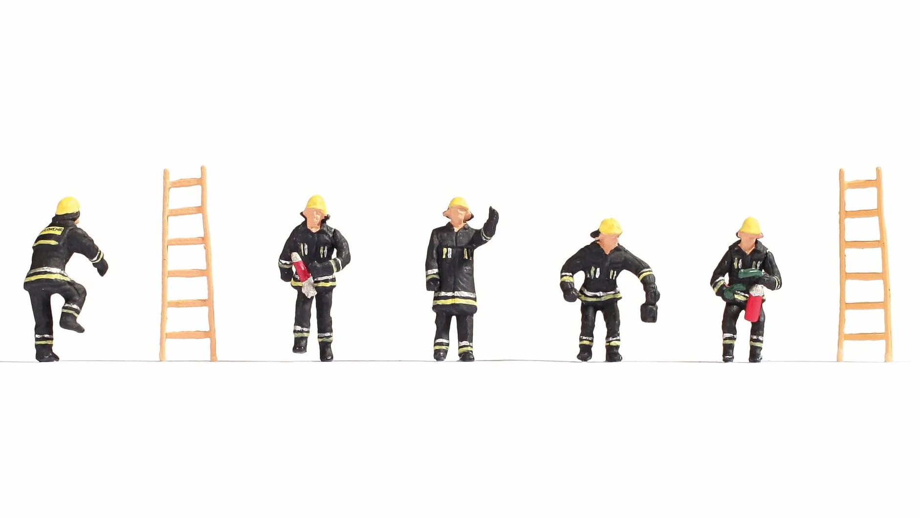 NOCH Set di personaggi dei vigili del fuoco H0, dipinti a mano, modellismo, 1:87, in miniatura, accessorio scena di utilizzo Diorama paesaggistica (15021)