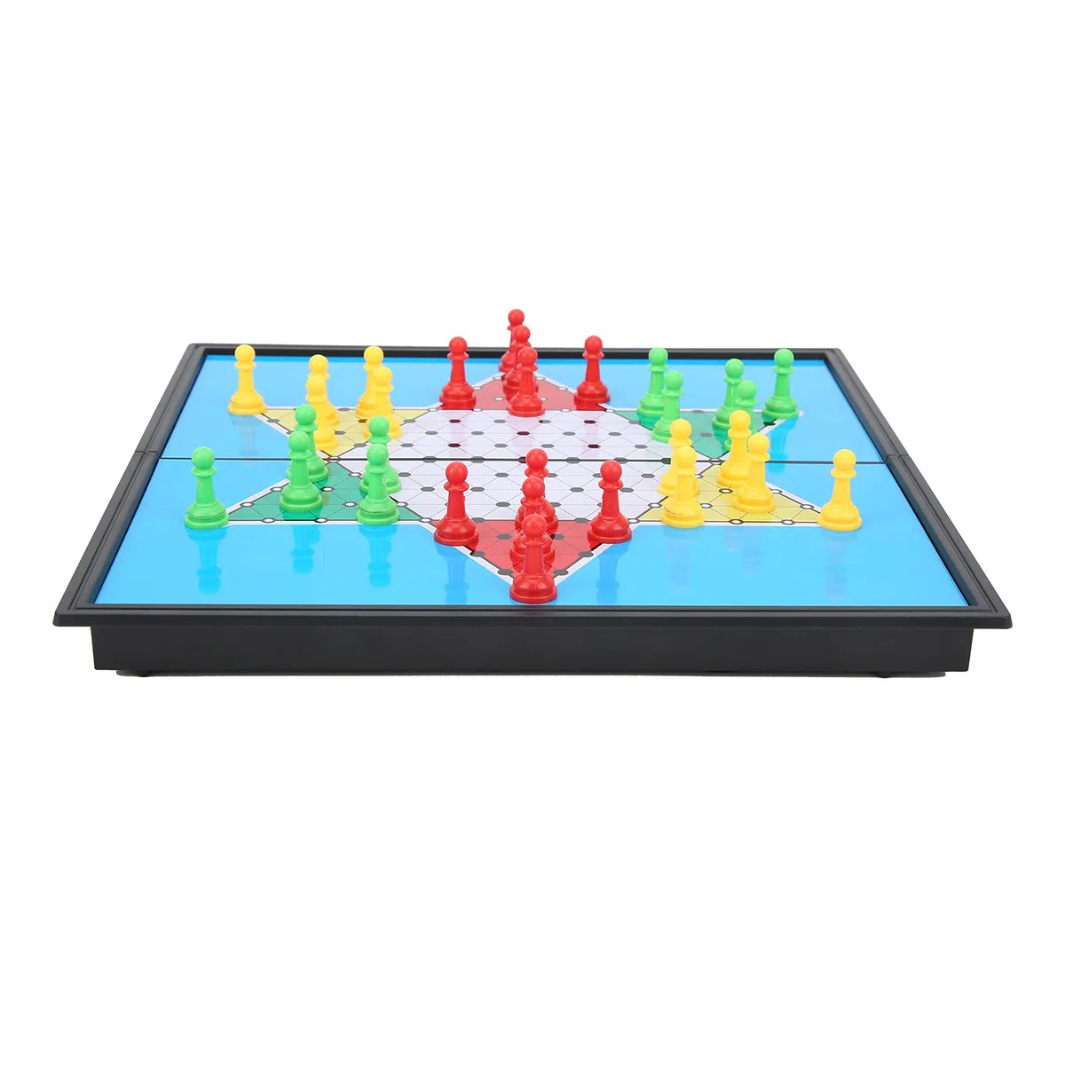 Cosiki Dama Cinese Magnetica, Set da Viaggio con Contenitore Pieghevole per Giochi di Feste in Famiglia, Pezzi degli Scacchi in Plastica Robusta e Tavola