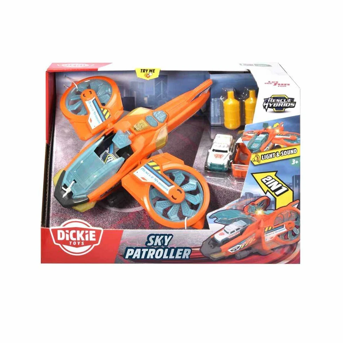 Dickie Toys - Elicottero giocattolo Sky Patroller (35 cm) - Aereo di salvataggio con ali pieghevoli e funzione di spruzzatura dell'acqua, elicottero giocattolo per bambini dai 3 anni in su,