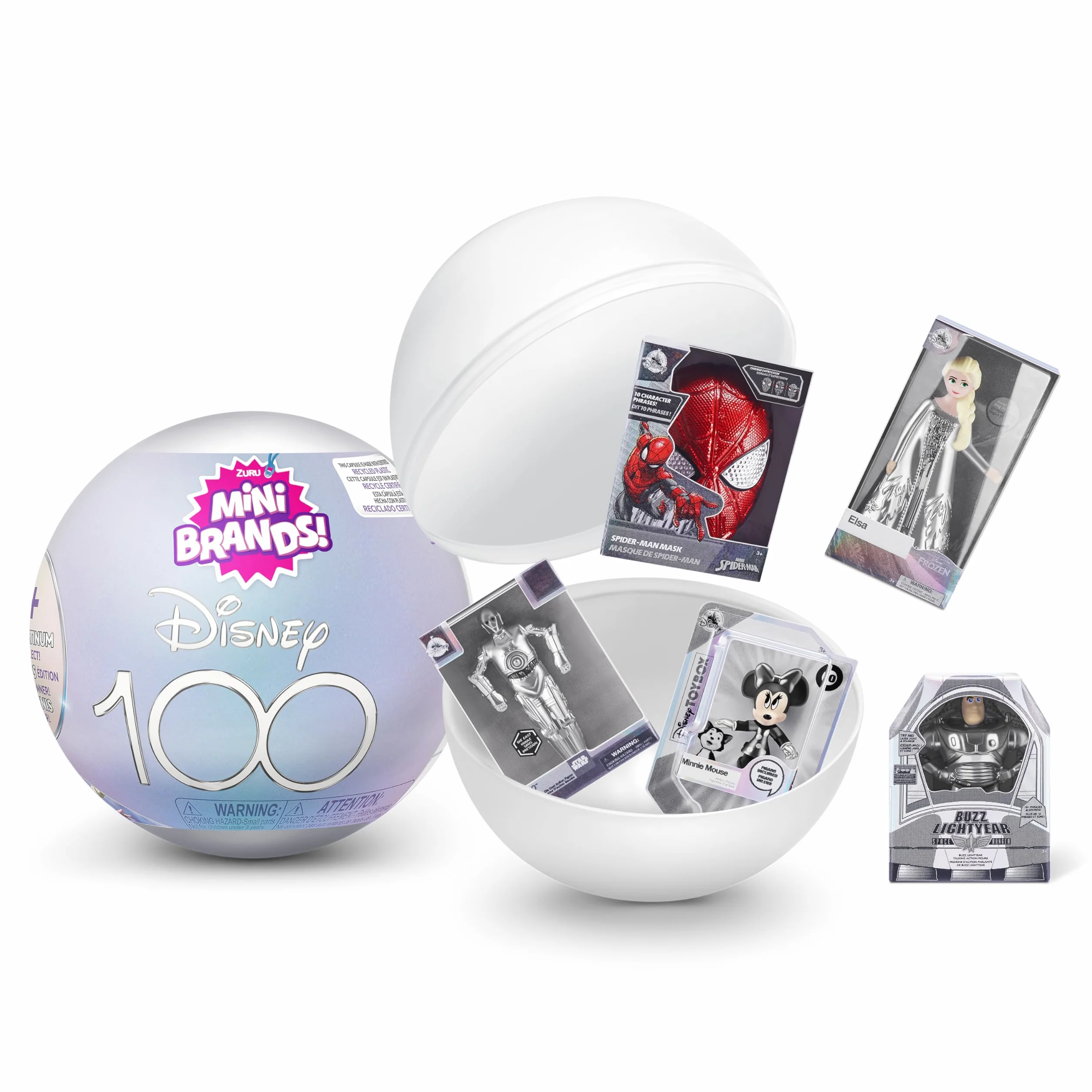 5 Surprise 77426 100 Years of Wonders, Mini Brands Disney Platinum Limited Edition, capsula a sorpresa a capsula singola, giocattolo da collezione originale in miniatura, singolo