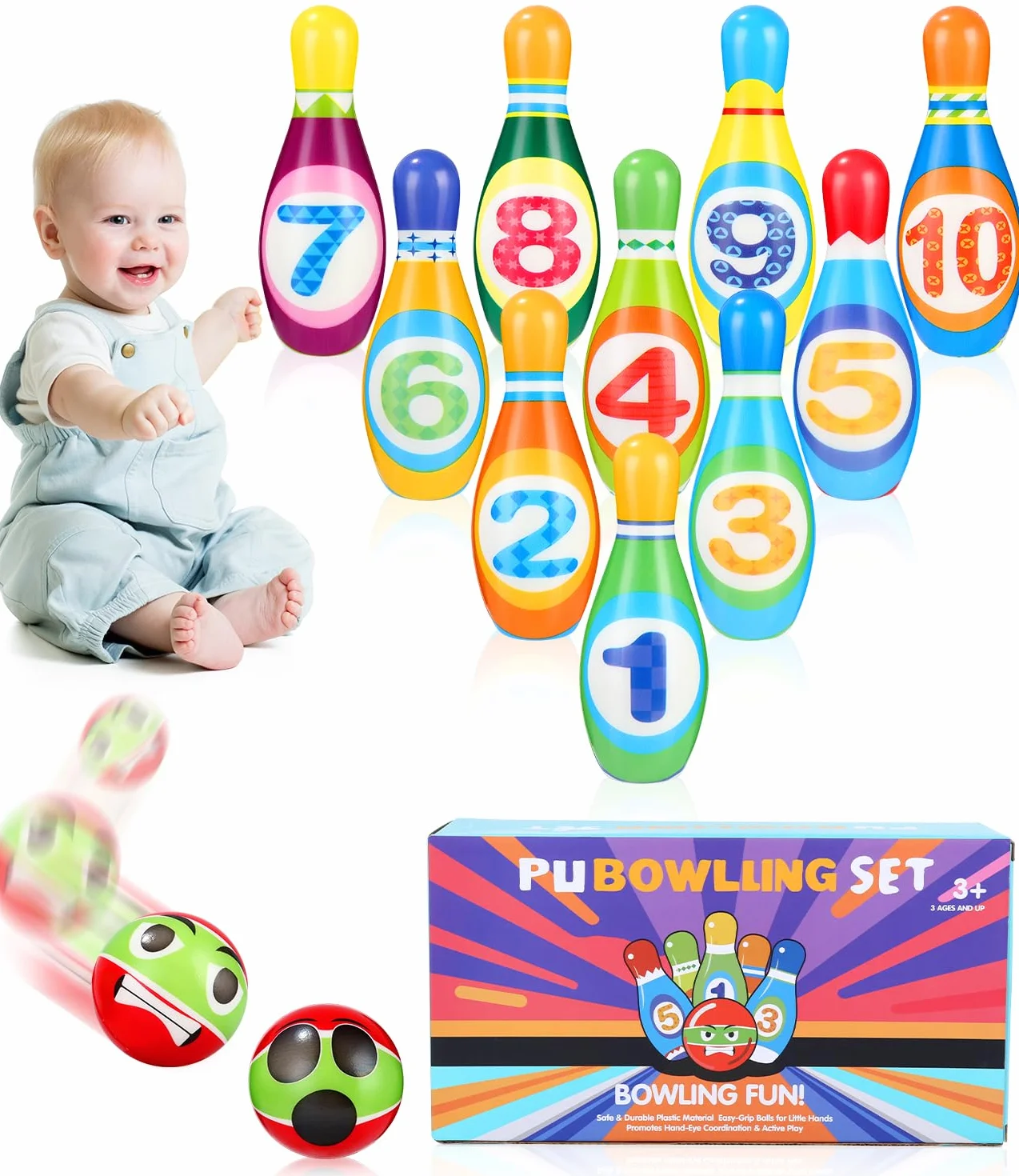 Set da 12 pezzi da bowling per bambini, con bowling e borsa per il trasporto, giocattolo per lanciare lattine, mini giocattolo per interni ed esterni, a partire da 2 3 4 5 6 anni, per bambini